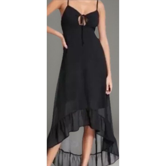 NWT ~ Wild Fable Spaghetti Strap High low Long Black Dress ~ Size Med - Picture 11 of 11